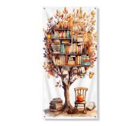 Decorazione per porta con albero autunnale per libreria, striscione decorativo, fantasioso vintage foglie autunnali, decorazione per la casa, per interni ed esterni, forniture per Halloween e