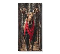 Decorazione per porta con alci, decorazione rustica con stampa di animali della foresta, decorazione per porta d'ingresso, per interni ed esterni, autunno e inverno, forniture per le vacanze 91 x 18