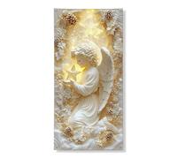 Decorazione per porta con angelo celeste, elegante design con ali bianche e stella, decorazione per porta d'ingresso, per interni ed esterni, forniture natalizie 91 x 182 cm