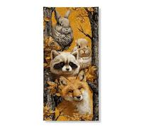 Decorazione per porta con animali autunnali, simpatiche creature della foresta, coniglio, procione, volpe, decorazione per porta d'ingresso, per interni ed esterni, sfondo da appendere per festival