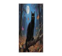 Decorazione per porta con arazzo a forma di gatto, luna e farfalla, squisita bandiera per porta, sfondo per portico, immagine anti-sbiadimento, decorazione per porta d'ingresso, forniture per decora