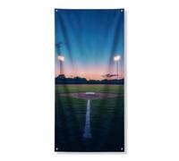 Decorazione per porta con campo da baseball, scenografico tramonto cielo sportivo, decorazione per interni ed esterni, spirito di squadra stagionale, 91 x 182 cm