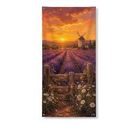Decorazione per porta con campo di lavanda, decorazione rustica per porta d'ingresso, decorazione per interni ed esterni, per festival primaverili ed estivi, 91 x 182 cm