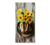 Decorazione per porta con cappello di girasole, decorazione rustica floreale con girasoli, decorazione da parete per interni ed esterni, stile country, 91 x 182 cm