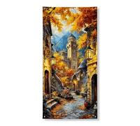 Decorazione per porta con castello autunnale, decorazione vintage per porta d'ingresso, per interni ed esterni, medievale, da appendere, per festival, vacanze, 91 x 182 cm