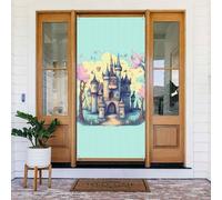 Decorazione per porta con castello delle fiabe. Striscione stampato per porta, da appendere alla parete per feste