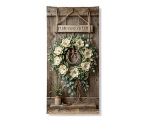 Decorazione per porta con charm per fattoria, decorazione rustica per porta d'ingresso, per interni ed esterni, sfondo da appendere stagionale, 91 x 182 cm
