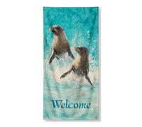 Decorazione per porta con creature dell'oceano, incantevole, giocoso sigilli che spruzzano sulla porta d'ingresso, per interni ed esterni, tema spiaggia estiva 91 x 183 cm