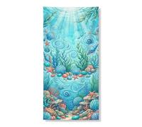 Decorazione per porta con creature oceaniche subacquee, vivace corallo oceano e conchiglie, decorazione per interni ed esterni, estate, spiaggia, festival, forniture per vacanze, 91 x 182 cm