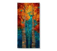 Decorazione per porta con foglie autunnali, vivaci alberi arancioni gialli e arancioni, decorazione per porta d'ingresso, per interni ed esterni, raccolto autunnale, da appendere, forniture per