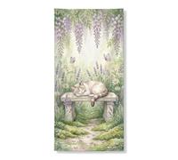 Decorazione per porta con gatto floreale, design pastorale da giardino, decorazione per interni ed esterni, decorazione per interni e esterni, forniture per vacanze a tema farfalla, 91 x 182 cm
