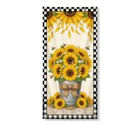 Decorazione per porta con girasole, decorazione rustica floreale gialla per porta d'ingresso, per interni ed esterni, festival autunnali, forniture per vacanze 91 x 182 cm