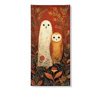 Decorazione per porta con gufo autunnale, fantasiose creature della foresta, decorazione per la casa, per interni ed esterni, sfondo da appendere per Halloween, forniture per festival, 91 x 182 cm
