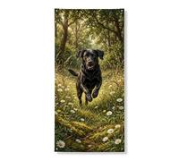 Decorazione per porta con labrador nero, design ispirato alla natura, design primaverile per esterni, regalo per amanti degli animali, 91 x 183 cm