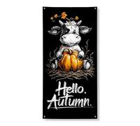 Decorazione per porta con mucca autunnale, decorazione per porta d'ingresso, decorazione per interni ed esterni, raccolto autunnale, forniture per vacanze, 91 x 182 cm