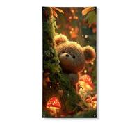 Decorazione per porta con orsetto carino, fantasioso tema animali della foresta per feste autunnali, decorazione da appendere per interni ed esterni, 91 x 182 cm