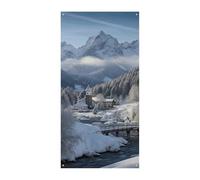 Decorazione per porta con paesaggio invernale nelle Alpi bavaresi, 90 x 180 cm, striscione per feste, cartello di benvenuto stagionale, decorazione verticale da appendere per portico, ingresso