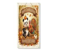 Decorazione per porta con panda del Ringraziamento, 91 x 182 cm, da appendere alla porta d'ingresso, per interni ed esterni, portico autunnale