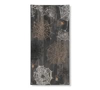 Decorazione per porta con ragnatela di Halloween, decorazione rustica nera bianca per porta d'ingresso, per interni ed esterni, forniture per vacanze autunnali 91 x 182 cm
