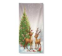 Decorazione per porta con renna natalizia, grazioso motivo cartone animato con cervi, decorazione invernale per le vacanze, per interni ed esterni, 91 x 182 cm