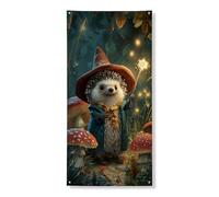 Decorazione per porta con riccio magico, fantasiosa creatura della foresta, decorazione per porta d'ingresso, per interni ed esterni, autunno, forniture per Halloween, 91 x 183 cm