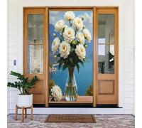 Decorazione per porta con stampa bianca con rosa brillante n. 604, decorazione per interni ed esterni, primavera, estate, autunno, inverno, Halloween, Natale, decorazioni per la casa