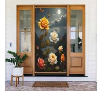 Decorazione per porta con stampa di farfalle e rose e luna, n. 837, decorazione per interni ed esterni, primavera, estate, autunno, inverno, Halloween, Natale, decorazioni per la casa