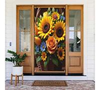 Decorazione per porta con stampa di girasoli con margherite e rose, decorazione per interni ed esterni, primavera, estate, autunno, inverno, Halloween, Natale, decorazioni per la casa