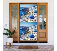 Decorazione per porta con stampa di isola greca, vista mare, riutilizzabile, decorazione per Halloween, Natale, feste