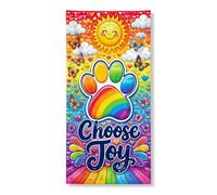 Decorazione per porta con stampa di zampe arcobaleno, giocoso sole e farfalla, per interni ed esterni, decorazione gioiosa per le vacanze, 91 x 182 cm