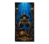 Decorazione per porta con tartaruga pirata subacquea, decorazione per porta d'ingresso, decorazione per interni ed esterni, 91 x 182 cm