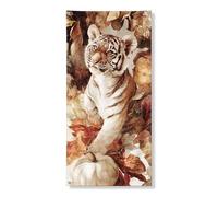 Decorazione per porta con tigre autunnale, decorazione rustica con foglie di animali selvatici, decorazione per interni ed esterni, festival autunnali, forniture per vacanze 91 x 182 cm
