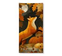 Decorazione per porta con volpe autunnale, fantasiose volpi arancioni foglie per porta d'ingresso, per interni ed esterni, autunno stagionale, da appendere, per festival, 91 x 182 cm