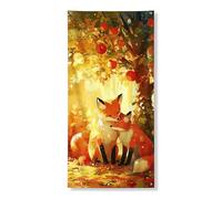 Decorazione per porta con volpi autunnali, motivo animali arancioni caldi, decorazione per porta d'ingresso, per interni ed esterni, festival autunnali, forniture per vacanze, 91 x 182 cm