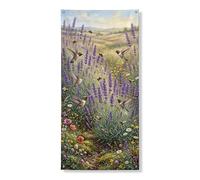 Decorazione per porta da giardino con lavanda, decorazione colorata con uccelli floreali e natura, decorazione per porta d'ingresso, per interni ed esterni, primavera, estate, da appendere, per
