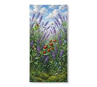 Decorazione per porta da giardino con lavanda, vivaci farfalle floreali e piante, decorazione per porta d'ingresso, per interni ed esterni, primavera, estate, da appendere, per festival, 91 x 182 cm