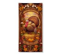 Decorazione per porta del Ringraziamento Turchia, decorazione rustica autunnale per la porta d'ingresso, per interni ed esterni, forniture per vacanze autunnali 91 x 182 cm