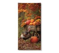 Decorazione per porta del Ringraziamento Turchia, decorazione rustica autunnale per la porta d'ingresso, per interni ed esterni, forniture per vacanze autunnali 91 x 182 cm