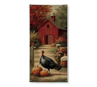 Decorazione per porta del Ringraziamento Turchia, decorazione rustica autunnale per la porta d'ingresso, per interni ed esterni, forniture per vacanze autunnali 91 x 182 cm