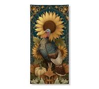 Decorazione per porta del Ringraziamento Turchia, decorazione vintage con girasole e foglie d'autunno, decorazione per porta d'ingresso, per interni ed esterni, forniture per vacanze autunnali 91 x