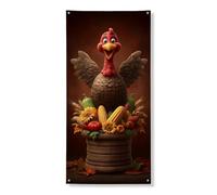 Decorazione per porta del Ringraziamento Turchia, fantasioso raccolto autunnale, decorazione per porta d'ingresso, per interni ed esterni, forniture per vacanze autunnali 91 x 182 cm