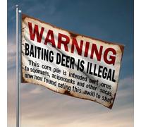 Decorazione per porta della camera da letto Attenzione: Baiting Deer Is Illegal Flag Bar Man Cave Decor Funny Outdoor Decor (30 x 45 cm)