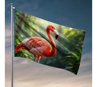 Decorazione per porta della camera da letto, fenicottero nella giungla tropicale, bandiera per bar, grotta, decorazione divertente per esterni (60 x 90 cm)