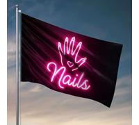 Decorazione per porta della camera da letto, insegna al neon rosa con cuore che tiene la mano e "chiodi" scritta sotto. Bandiera da giardino con supporto accessori per giocatori (30 x 45 cm)