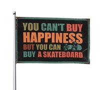 Decorazione per porta della camera da letto, non puoi comprare la felicità ma puoi comprare una bandiera da skateboard retrò decorazione per la stanza da garage accessori per uomo grotta (60 x 90 cm)