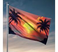 Decorazione per porta della camera da letto, tramonto, palme, orizzonte, bandiera dell'oceano, bar, decorazione per grotte degli uomini, decorazione divertente per esterni (120 x 180 cm)