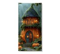 Decorazione per porta della casa di zucca, fantasioso stile fiaba, decorazione autunnale di Halloween, per interni ed esterni, sfondo stagionale per feste 91 x 183 cm