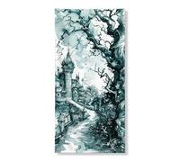 Decorazione per porta della casa infestata, striscione decorativo, castello gotico spettrale paesaggio per porta d'ingresso, decorazione per interni ed esterni, sfondo da appendere per Halloween, 91 x