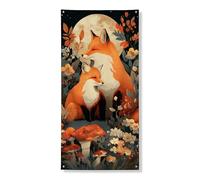 Decorazione per porta della famiglia di volpi, rustica, con animali della foresta autunnale, decorazione per interni ed esterni, festival autunnali, forniture per vacanze 91 x 182 cm