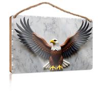 Decorazione per porta della fattoria con aquila simbolica: un maestoso cartello in legno per casa colonica, decorazione per bagno, porta d'ingresso, dicembre (20 x 30 cm)